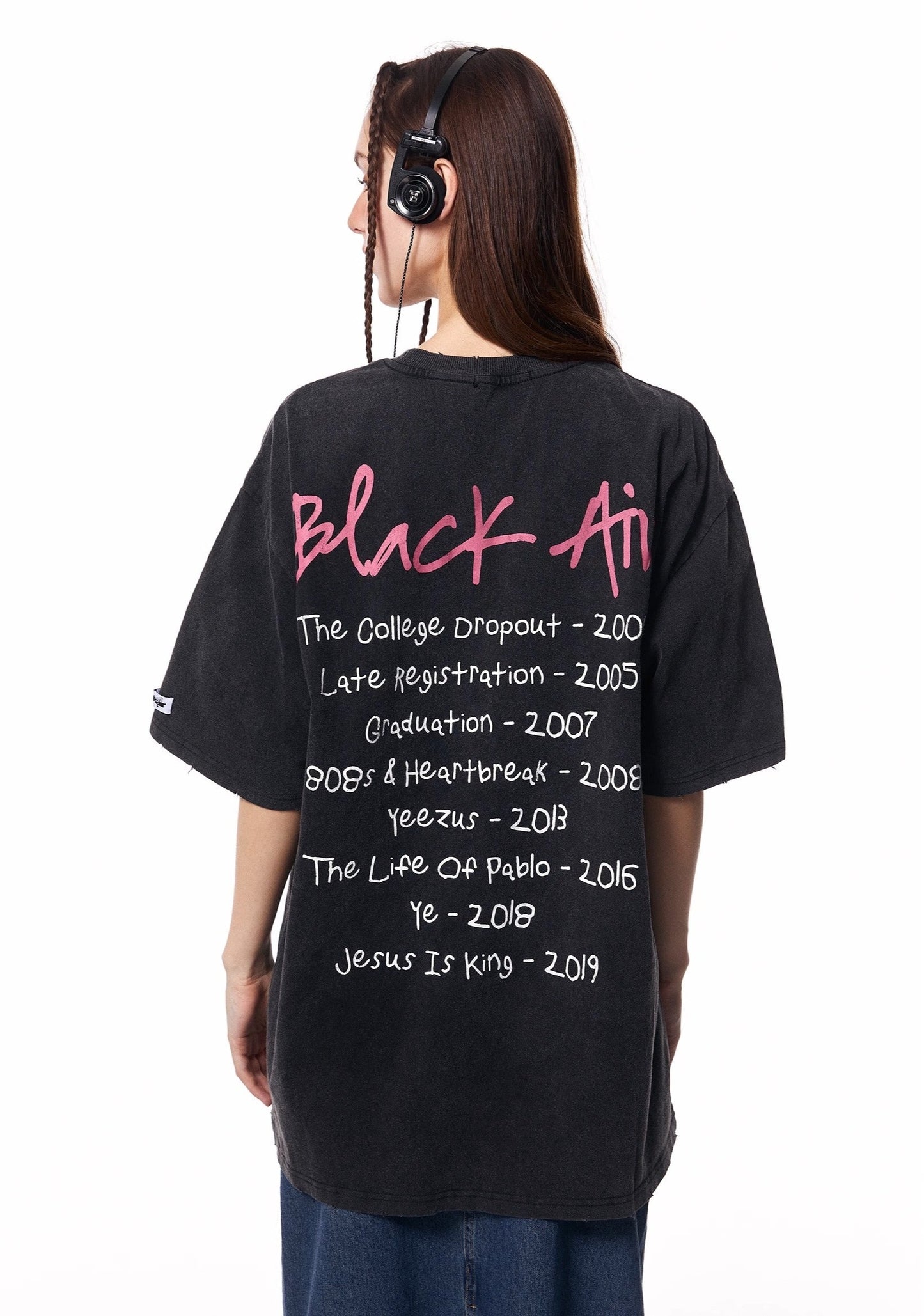 EZEK&STUDIO American Retro Old Black Print T-shirt