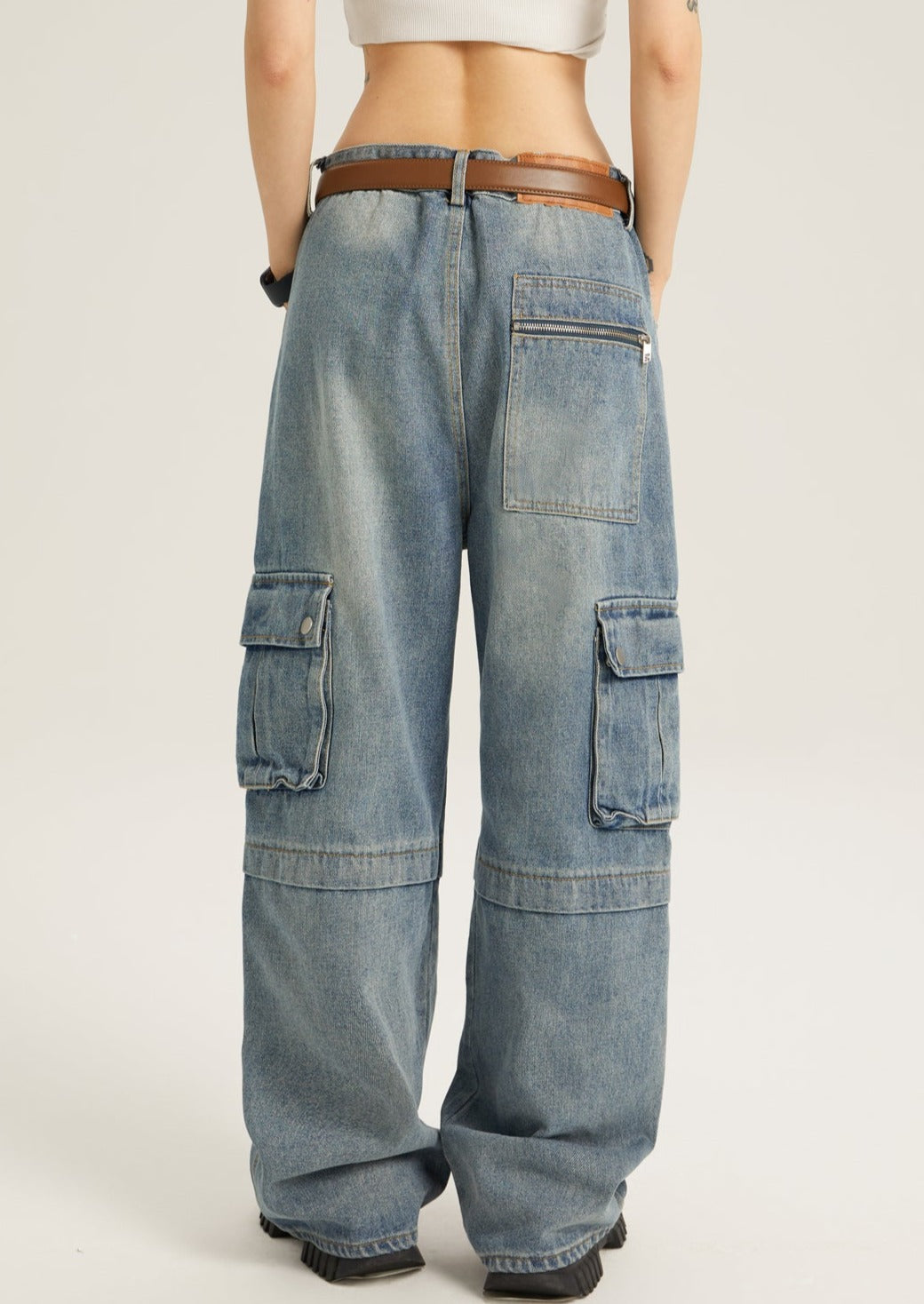 EZEK&STUDIO Zipper Cargo Denim Pants