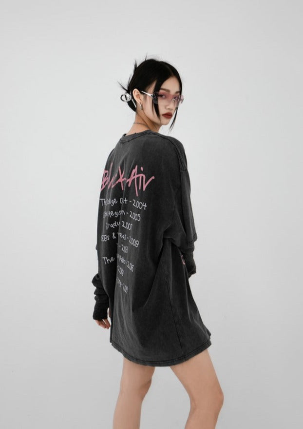 EZEK&STUDIO Washed Black Print Tee