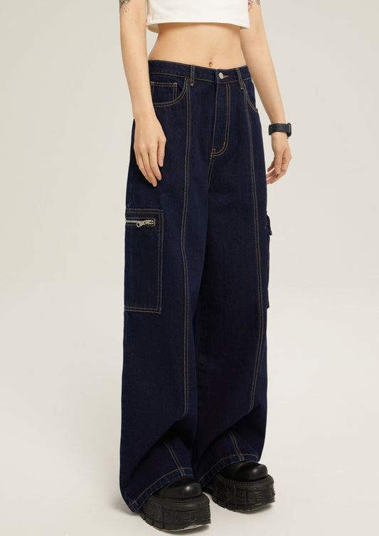 EZEK&STUDIO Indigo Blue Pocket Denim Pants