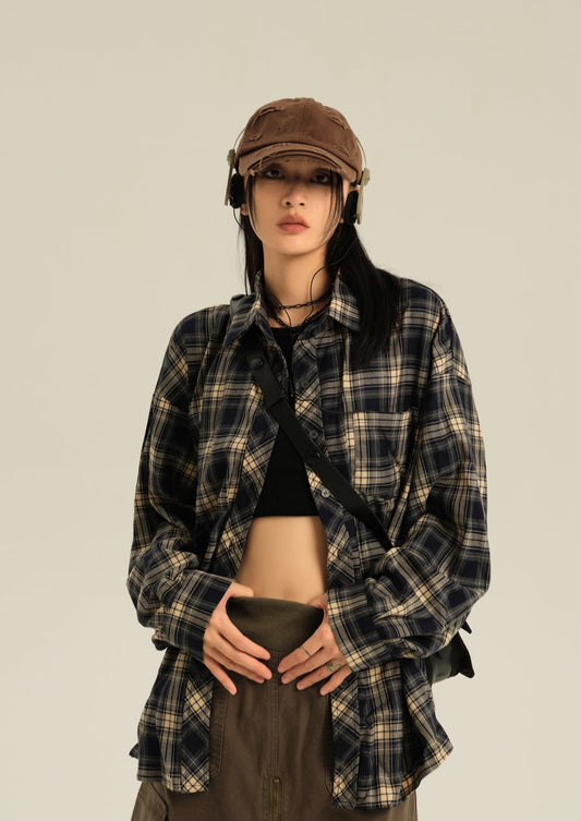 EZEK&STUDIO Casual Loose Check Shirt